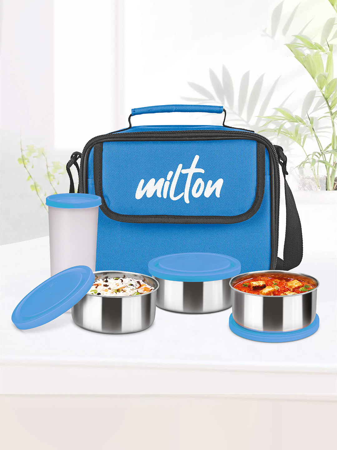 Milton New Steel Combi Cyan Set Of 4 Lunch Box 280 ml each & Tumbler 400 ml with Jacket, Blue
Milton New Steel Combi Cyan Set Of 4 Lunch Box 280 ml each & Tumbler 400 ml with Jacket, Blue