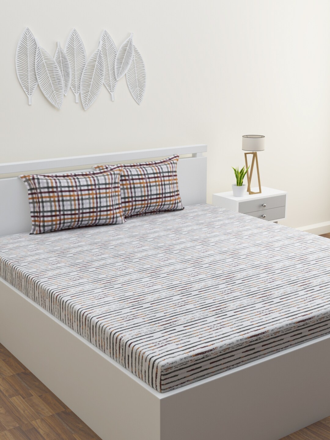 HOME AFFAIRS Grey & Black Striped 144 TC Pure Cotton Queen Bedsheet with 2 Pillow Covers
HOME AFFAIRS Grey & Black Striped 144 TC Pure Cotton Queen Bedsheet with 2 Pillow Covers