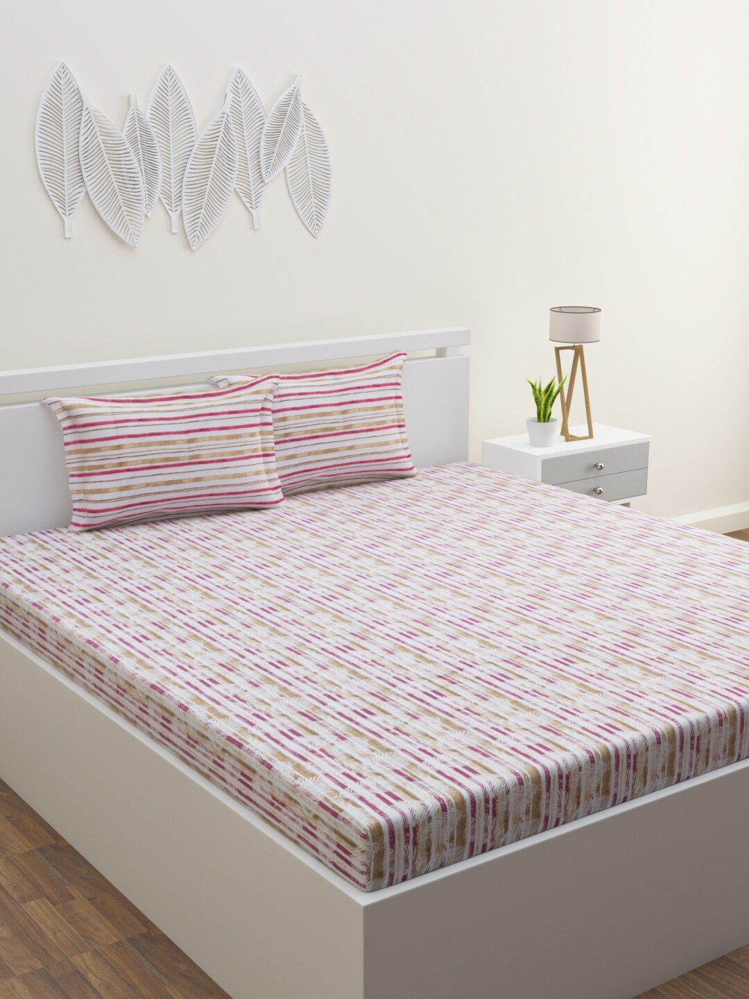 HOME AFFAIRS Off-White & Purple Striped 144 TC Cotton Queen Bedsheet With 2 Pillow Covers
HOME AFFAIRS Off-White & Purple Striped 144 TC Cotton Queen Bedsheet With 2 Pillow Covers