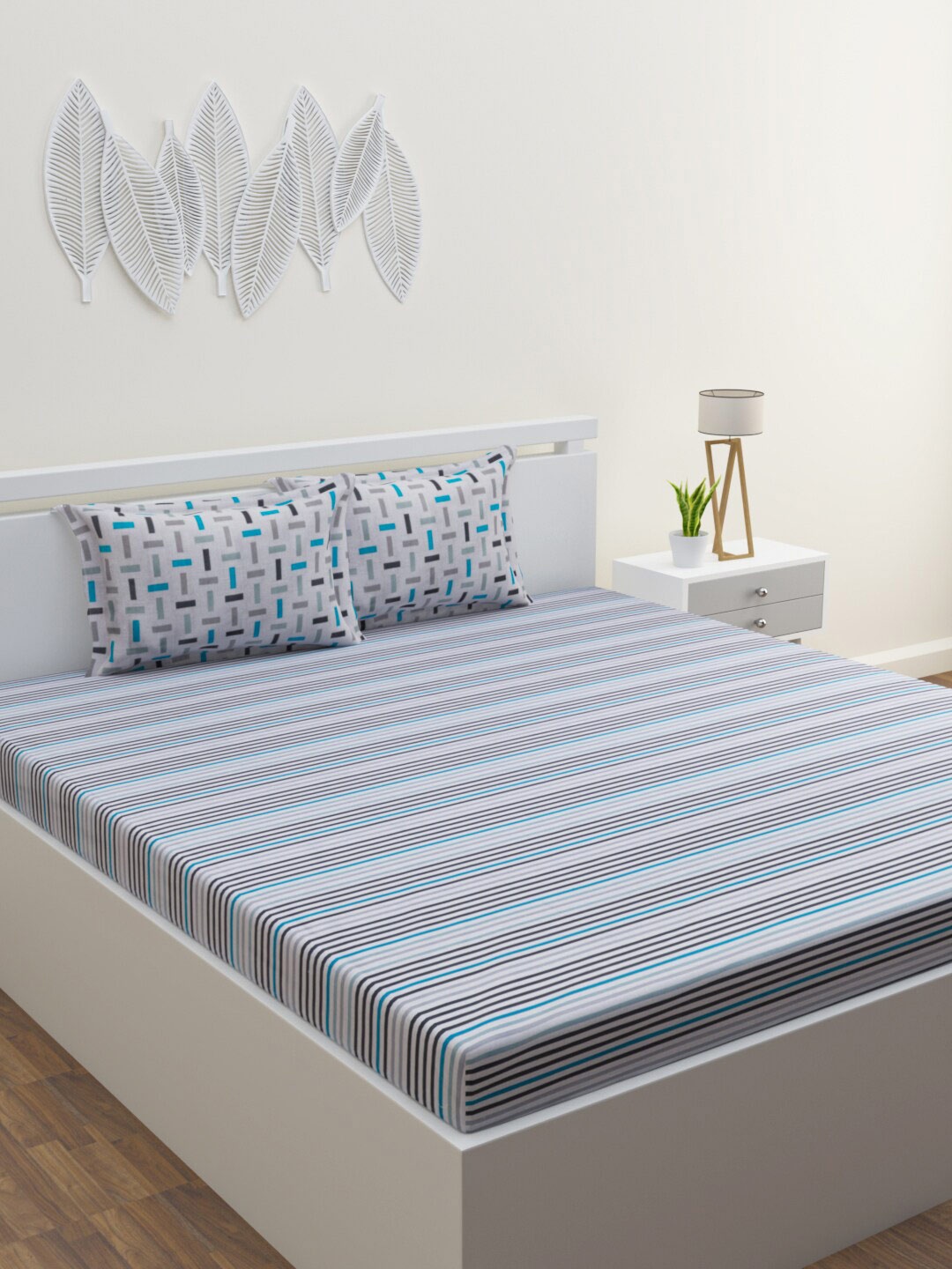 HOME AFFAIRS Blue & White Striped 144 TC Pure Cotton Queen Bedsheet with 2 Pillow Covers
HOME AFFAIRS Blue & White Striped 144 TC Pure Cotton Queen Bedsheet with 2 Pillow Covers