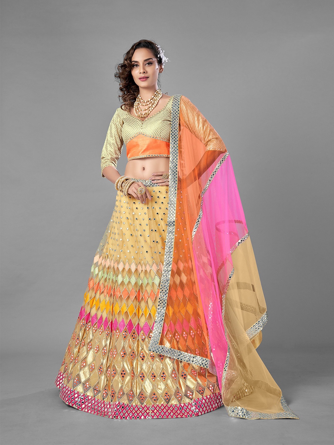 DRESSTIVE Women Cream Embroidered Semi-Stitched Lehenga & Unstitched Blouse With Dupatta
DRESSTIVE Women Cream Embroidered Semi-Stitched Lehenga & Unstitched Blouse With Dupatta