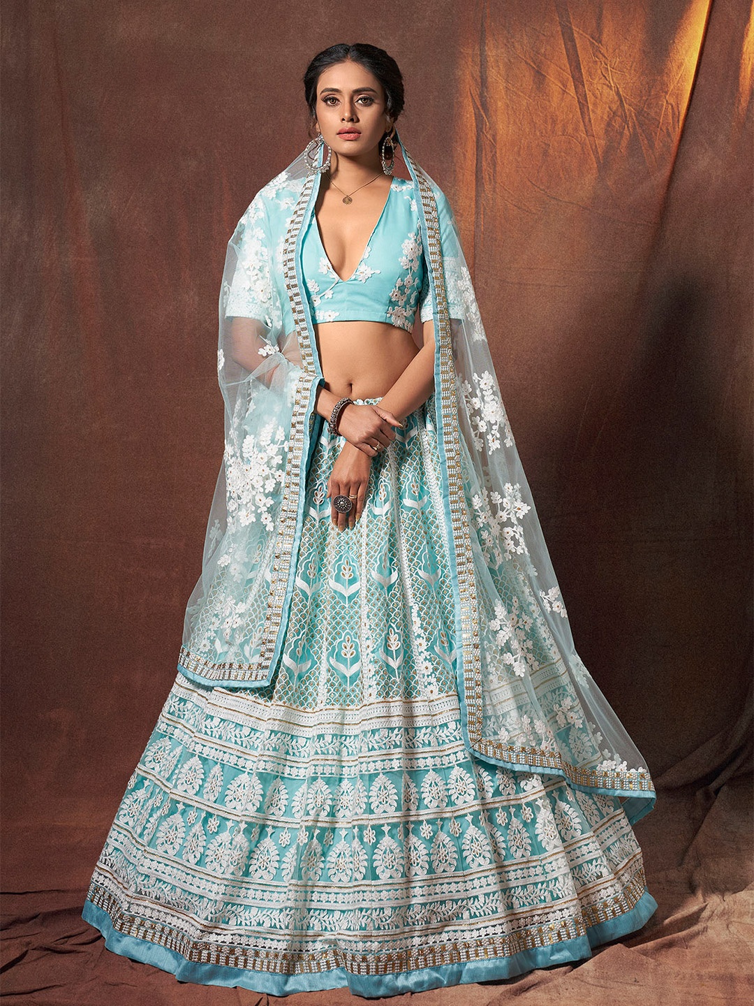 DRESSTIVE Women Blue Embroidered Semi-Stitched Lehenga & Unstitched Blouse With Dupatta
DRESSTIVE Women Blue Embroidered Semi-Stitched Lehenga & Unstitched Blouse With Dupatta