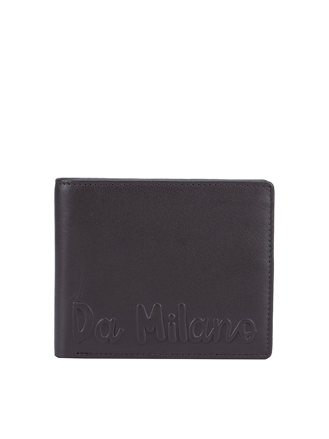 Da Milano Men Coffee Brown Textured Leather Two Fold Wallet