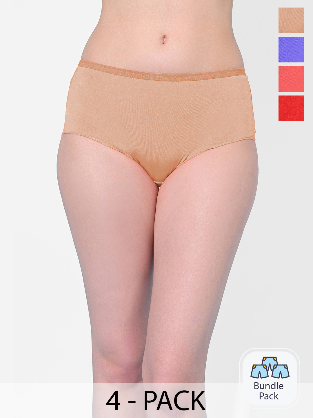 StyFun Women Pack Of 4 Solid Hipster Briefs, Multi
StyFun Women Pack Of 4 Solid Hipster Briefs, Multi