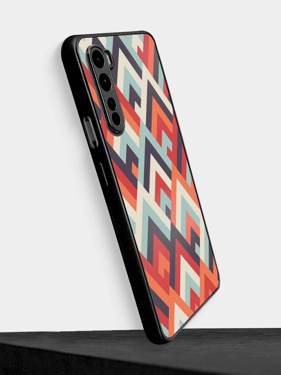 macmerise Orange & Blue Symmetric Cheveron Design OnePlus Nord Bumper Phone Back Case