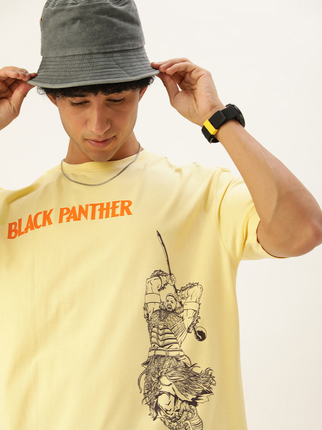 Kook N Keech Men Yellow & Black Pure Cotton Marvel Black Panther Printed Oversized Fit T-shirt
Kook N Keech Men Yellow & Black Pure Cotton Marvel Black Panther Printed Oversized Fit T-shirt