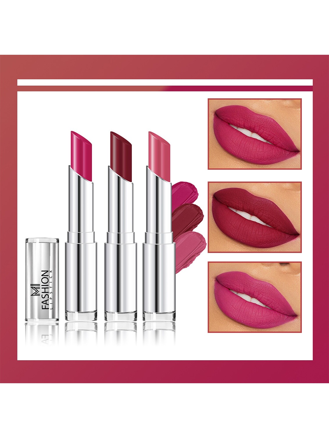 MI FASHION Set Of 3 Creme Matte Weightless Long Lasting Lipstick +Pink + Cherrywood + Deep Rose
MI FASHION Set Of 3 Creme Matte Weightless Long Lasting Lipstick +Pink + Cherrywood + Deep Rose