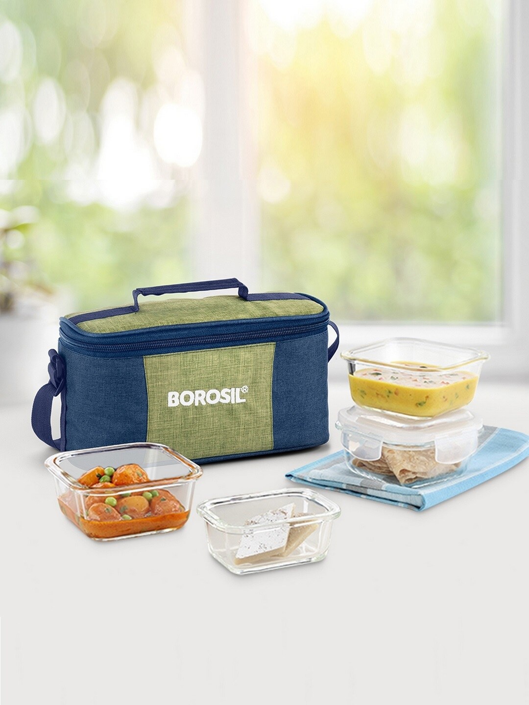 BOROSIL Klip-N-Store Ace Aroma Transparent Set Of 4 Glass Lunch Box With Bag 120 ml 320 ml
BOROSIL Klip-N-Store Ace Aroma Transparent Set Of 4 Glass Lunch Box With Bag 120 ml 320 ml