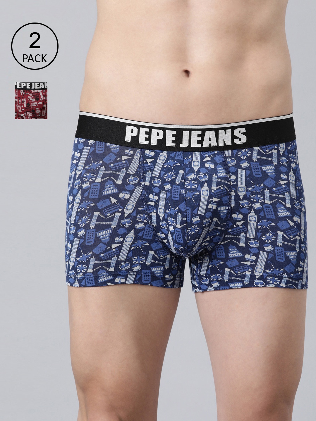 Pepe Jeans Men Pack Of 2 Blue & Red Printed Trunks OPT13Dazzling Blue Aop Rumba Red AopS
Pepe Jeans Men Pack Of 2 Blue & Red Printed Trunks OPT13Dazzling Blue Aop Rumba Red AopS