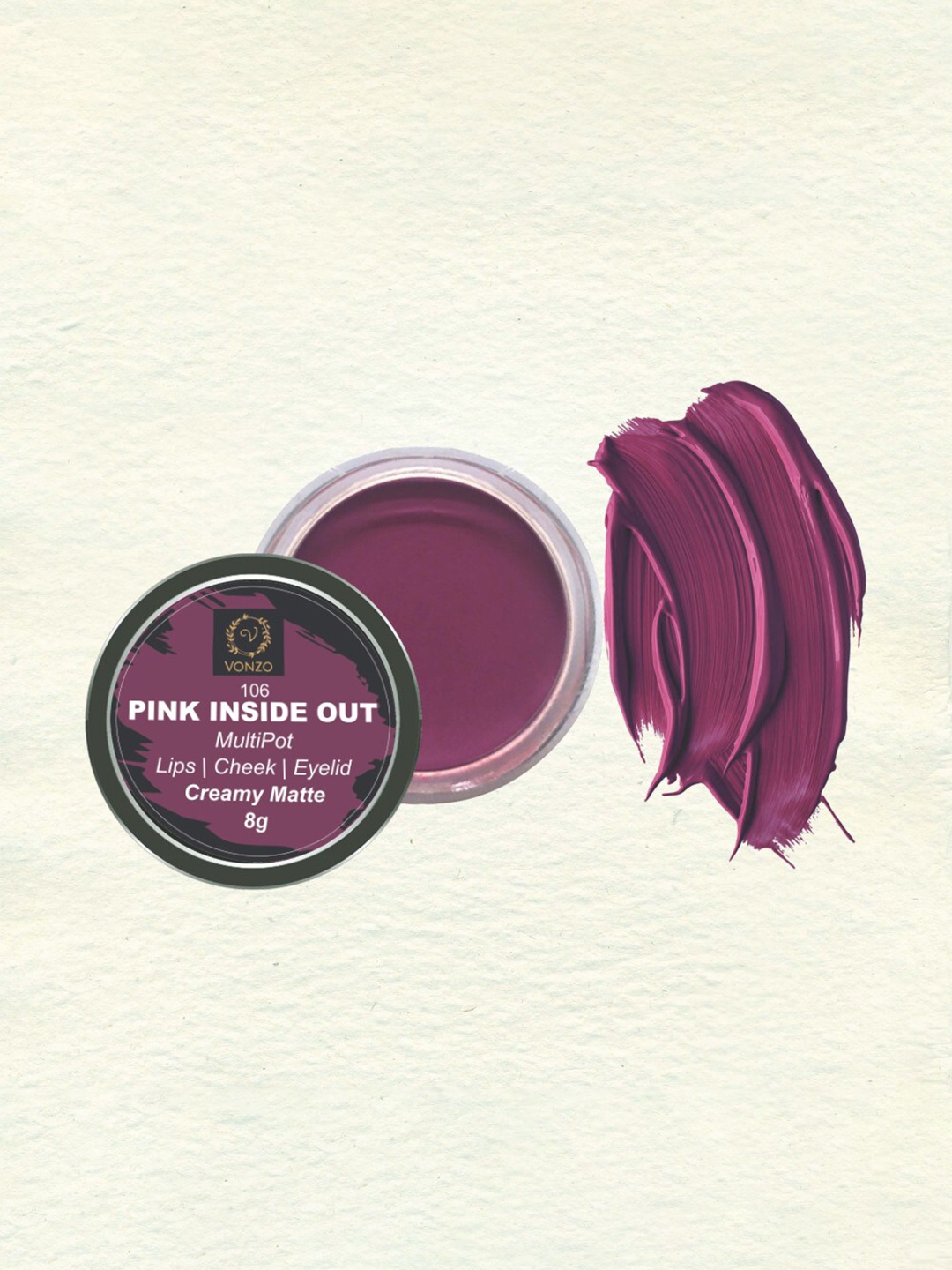 VONZO Creamy Matte MultiPot Lip & Cheek Tint With Essential Oils 8g - Pink Inside Out, Purple
VONZO Creamy Matte MultiPot Lip & Cheek Tint With Essential Oils 8g - Pink Inside Out, Purple
