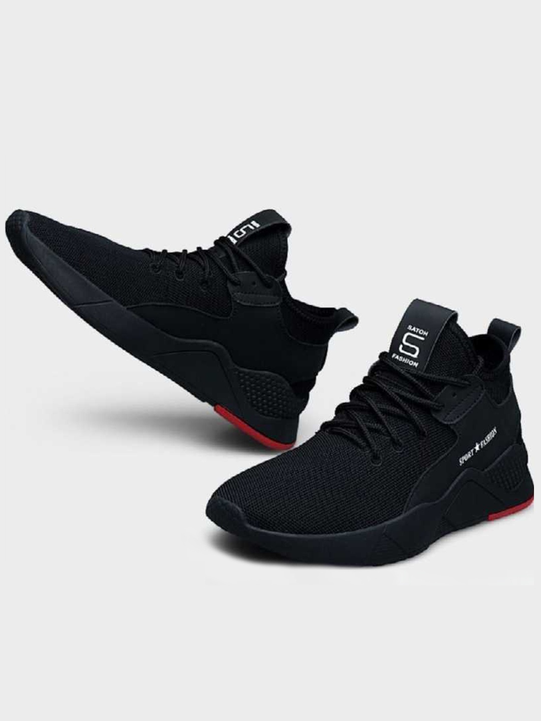 Woakers Men Black Woven Design Sneakers