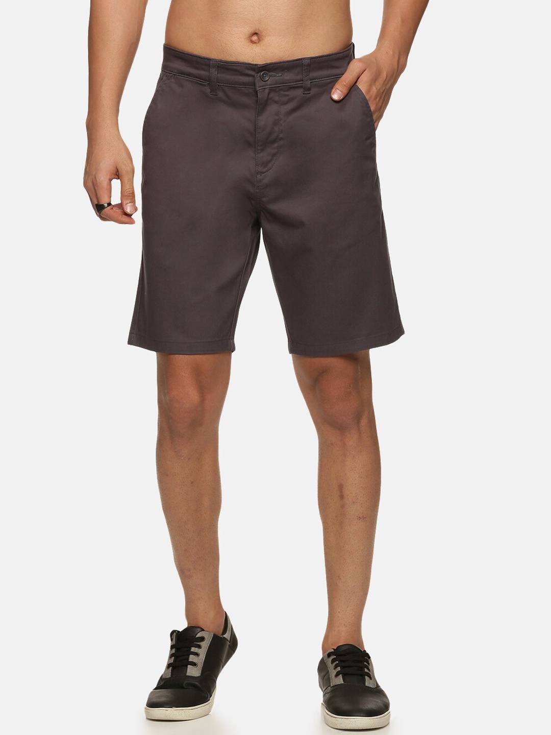 Old Grey Men Grey Cotton Shorts