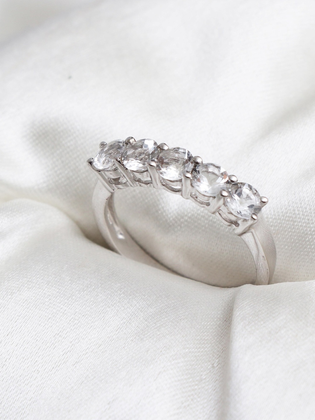 HIFLYER JEWELS 925 Sterling Silver Rhodium-Plated Silver Toned White Stone-Studded Finger Ring
HIFLYER JEWELS 925 Sterling Silver Rhodium-Plated Silver Toned White Stone-Studded Finger Ring