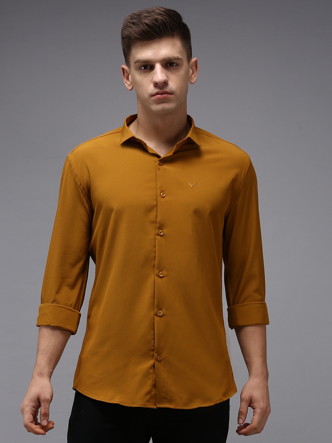 SHOWOFF Men Mustard Classic Casual Shirt