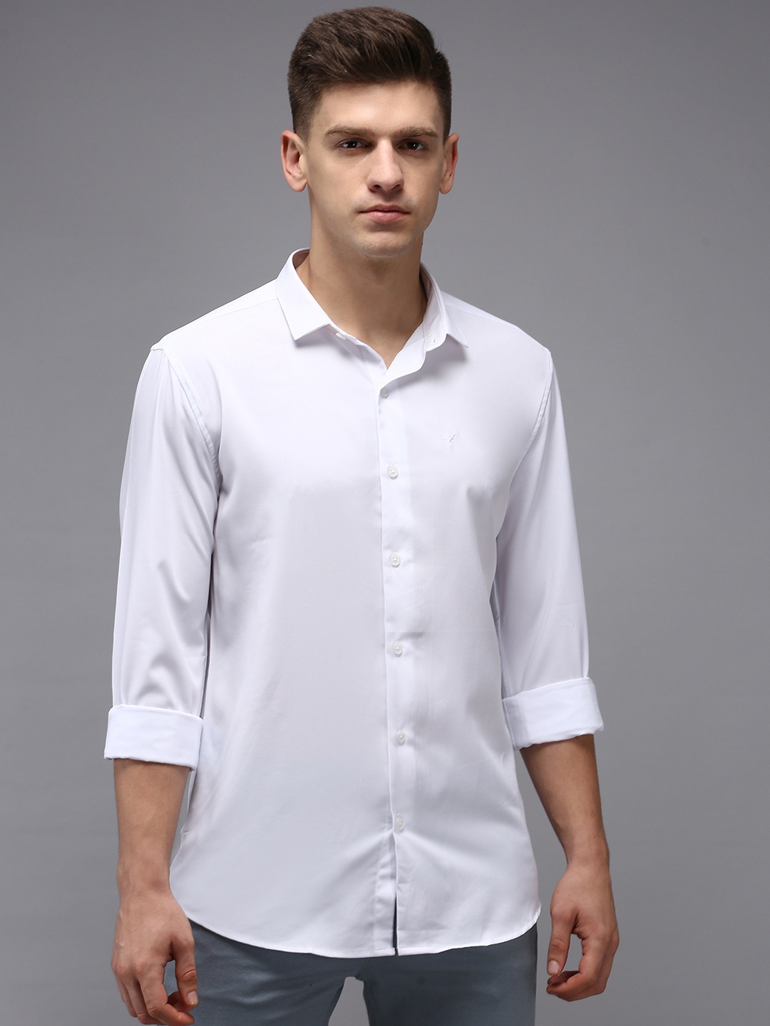 SHOWOFF Spread Collar Classic Fit Casual Shirt, White