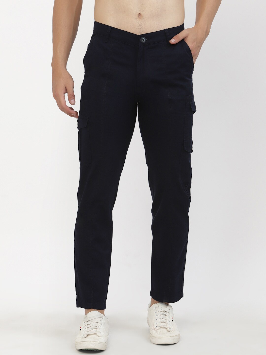SAPPER Men Navy Blue Cargos Trousers