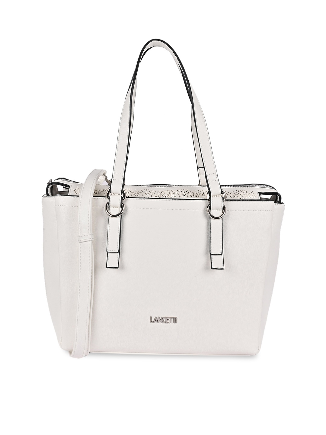 LANCETTI White PU Structured Handheld Bag