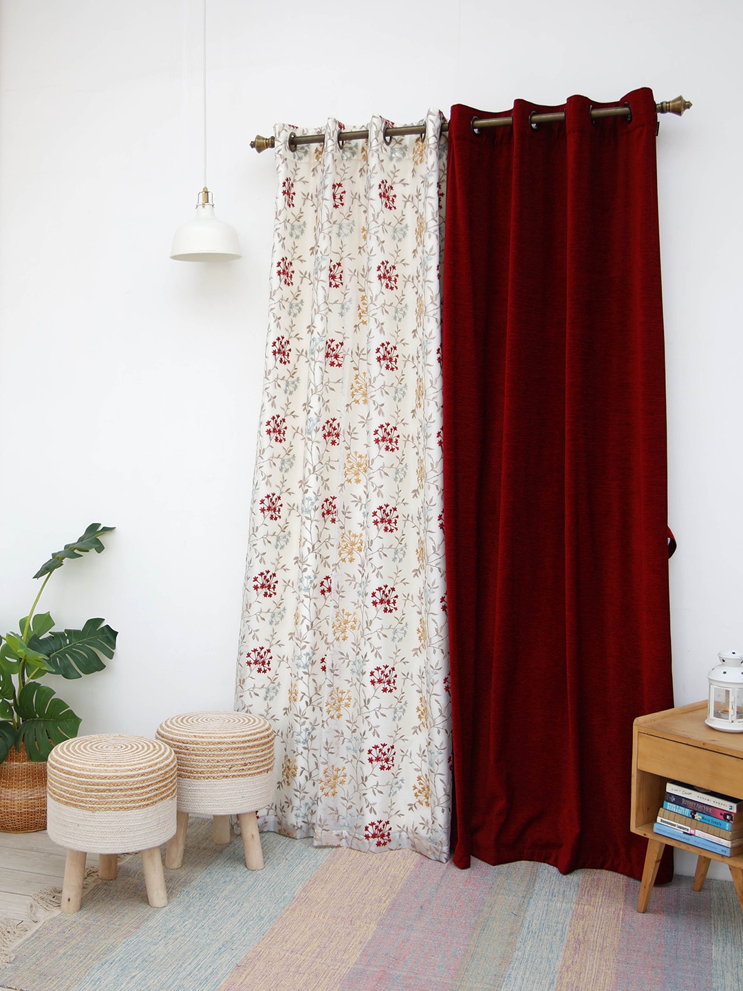 Ariana Maroon & Off White 2 Pieces Floral Embroidered Room Darkening Long Door Curtains
Ariana Maroon & Off White 2 Pieces Floral Embroidered Room Darkening Long Door Curtains