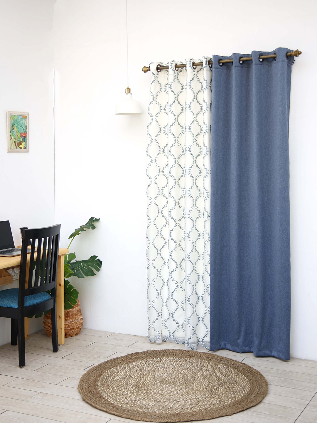 Ariana Blue & Off White 2 Pieces Geometric Embroidered Room Darkening Long Door Curtains
Ariana Blue & Off White 2 Pieces Geometric Embroidered Room Darkening Long Door Curtains