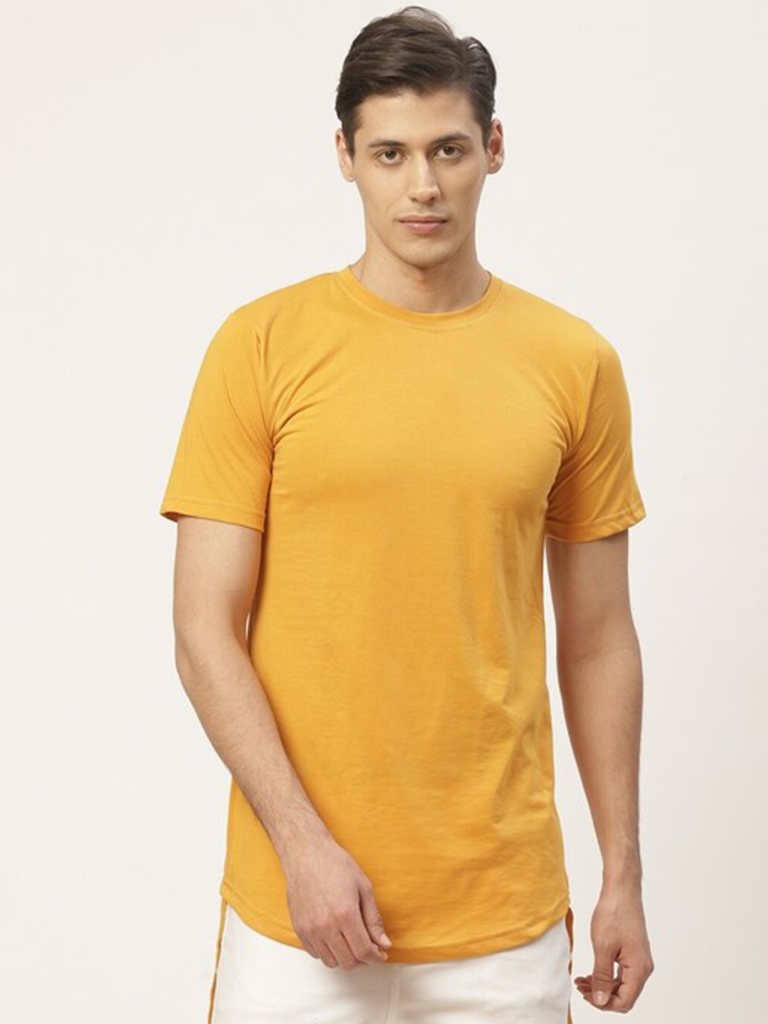 PAUSE SPORT Men Mustard Yellow Cotton T-shirt