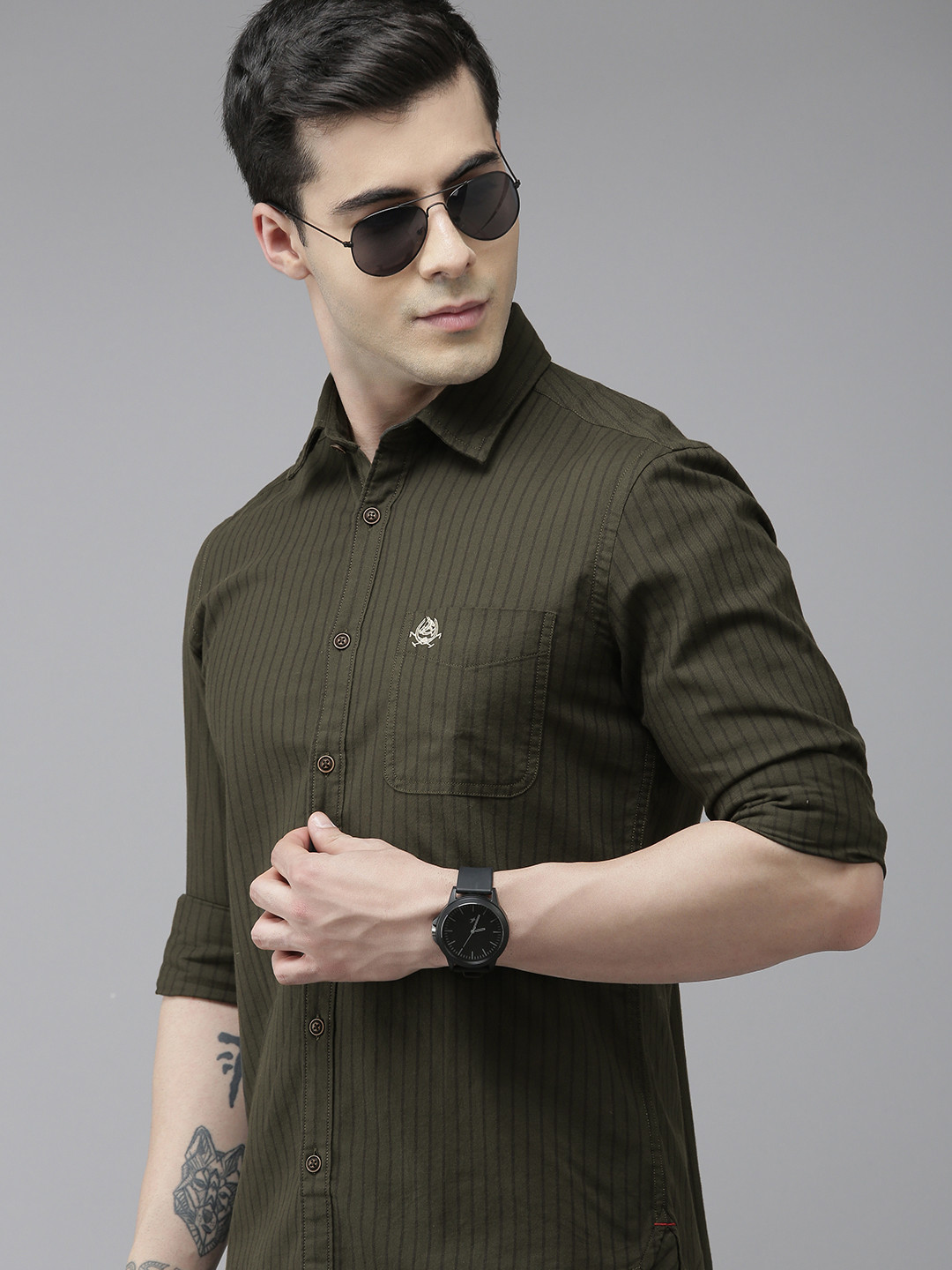 U S Polo Assn Denim Co Men Olive Green Pure Cotton Striped Long Sleeves Casual Shirt
U S Polo Assn Denim Co Men Olive Green Pure Cotton Striped Long Sleeves Casual Shirt