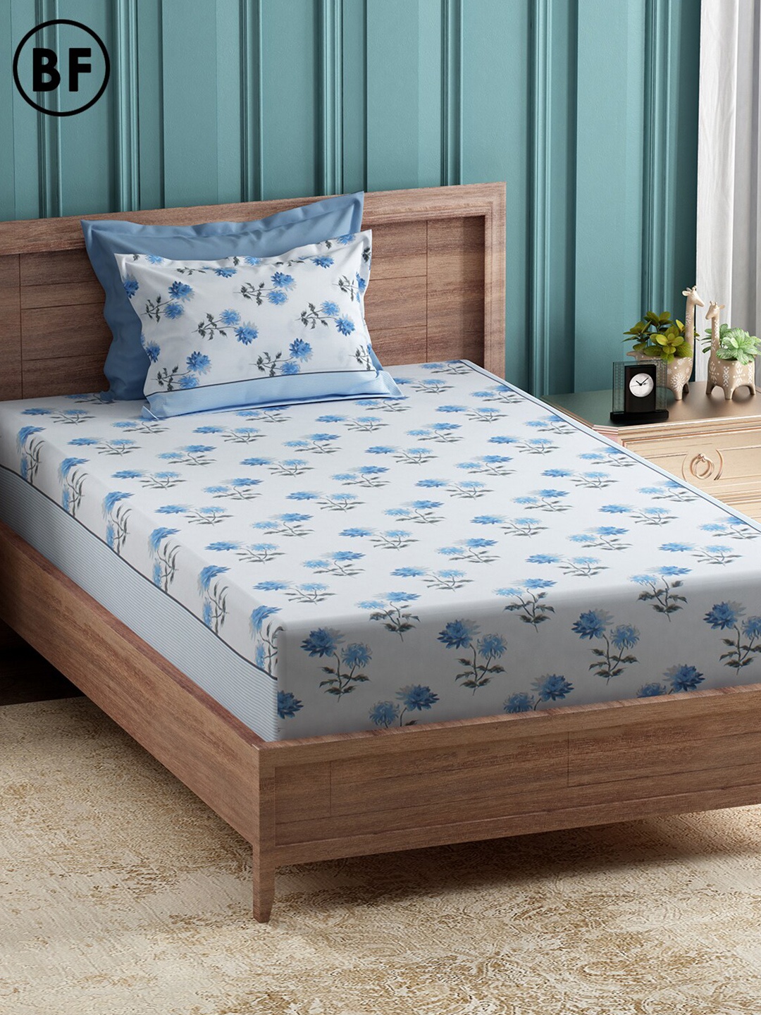 Story@home Blue & Grey Floral 144 TC 2 Cotton Single Bedsheet with 2 Pillow Covers
Story@home Blue & Grey Floral 144 TC 2 Cotton Single Bedsheet with 2 Pillow Covers