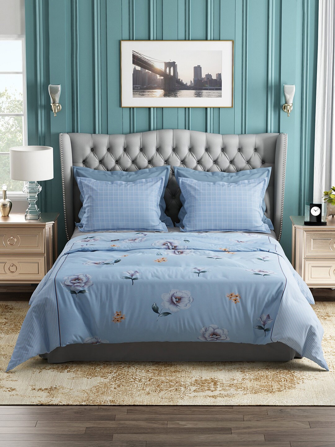 Story@home Bedsheet Studio Floral 144 TC Cotton Queen Bedsheet with 2 Pillow Covers, Grey
Story@home Bedsheet Studio Floral 144 TC Cotton Queen Bedsheet with 2 Pillow Covers, Grey