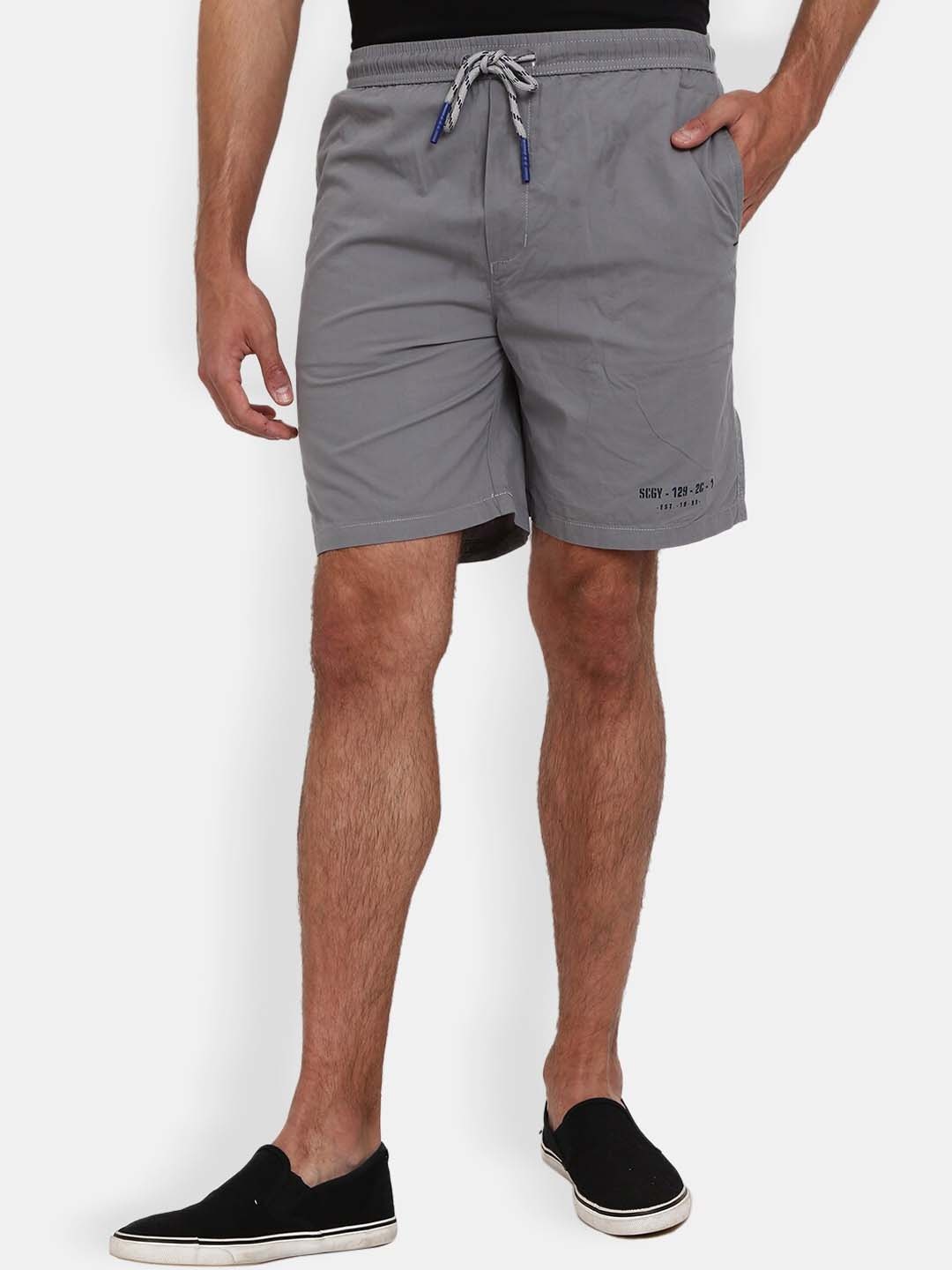 V-Mart Men Grey Solid Cotton Outdoor Shorts