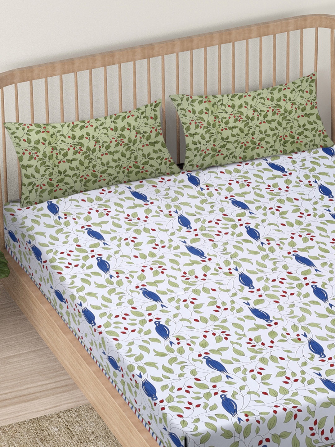 EK BY EKTA KAPOOR White & Green Pure Cotton 120 TC King Bedsheet With 2 Pillow Covers
EK BY EKTA KAPOOR White & Green Pure Cotton 120 TC King Bedsheet With 2 Pillow Covers