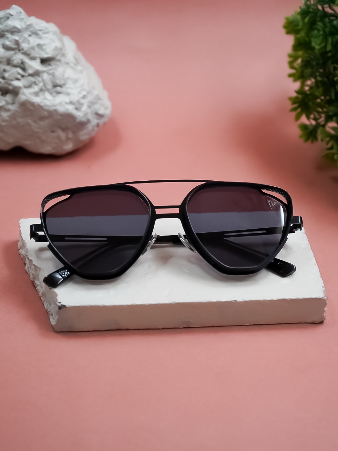 Voyage Black Lens & Silver-Toned Aviator Sunglasses with UV Protected Lens