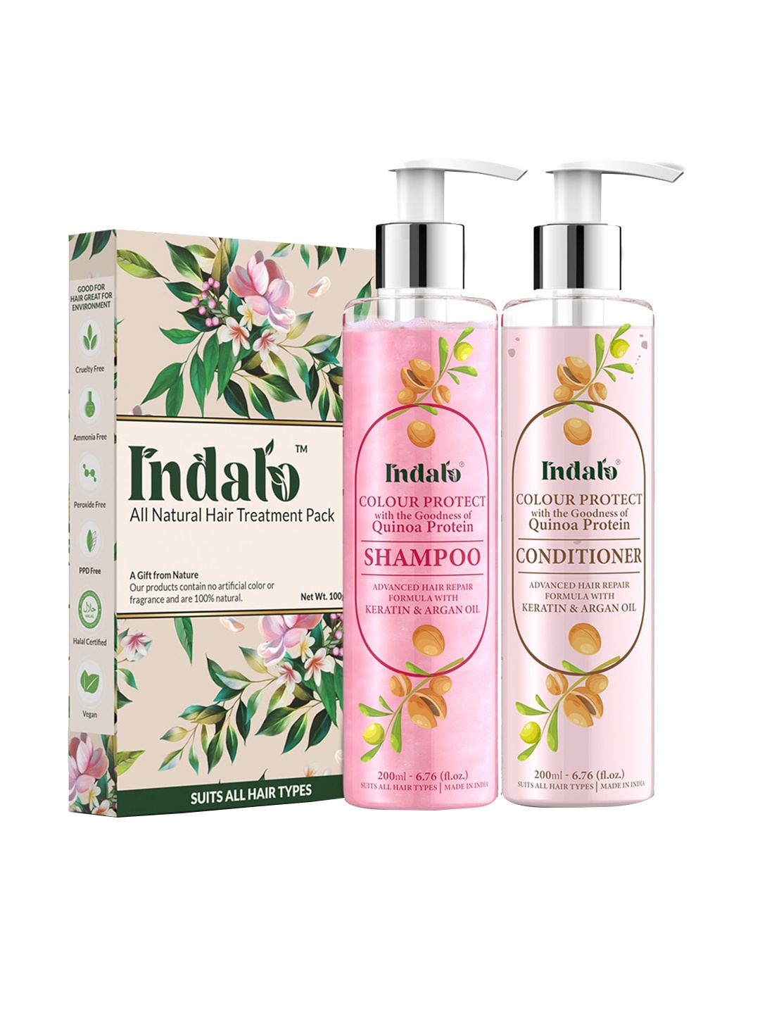 INDALO Quinoa Protein Colour Protect Shampoo & Conditioner with Hair Treatment Pack, Multi
INDALO Quinoa Protein Colour Protect Shampoo & Conditioner with Hair Treatment Pack, Multi
