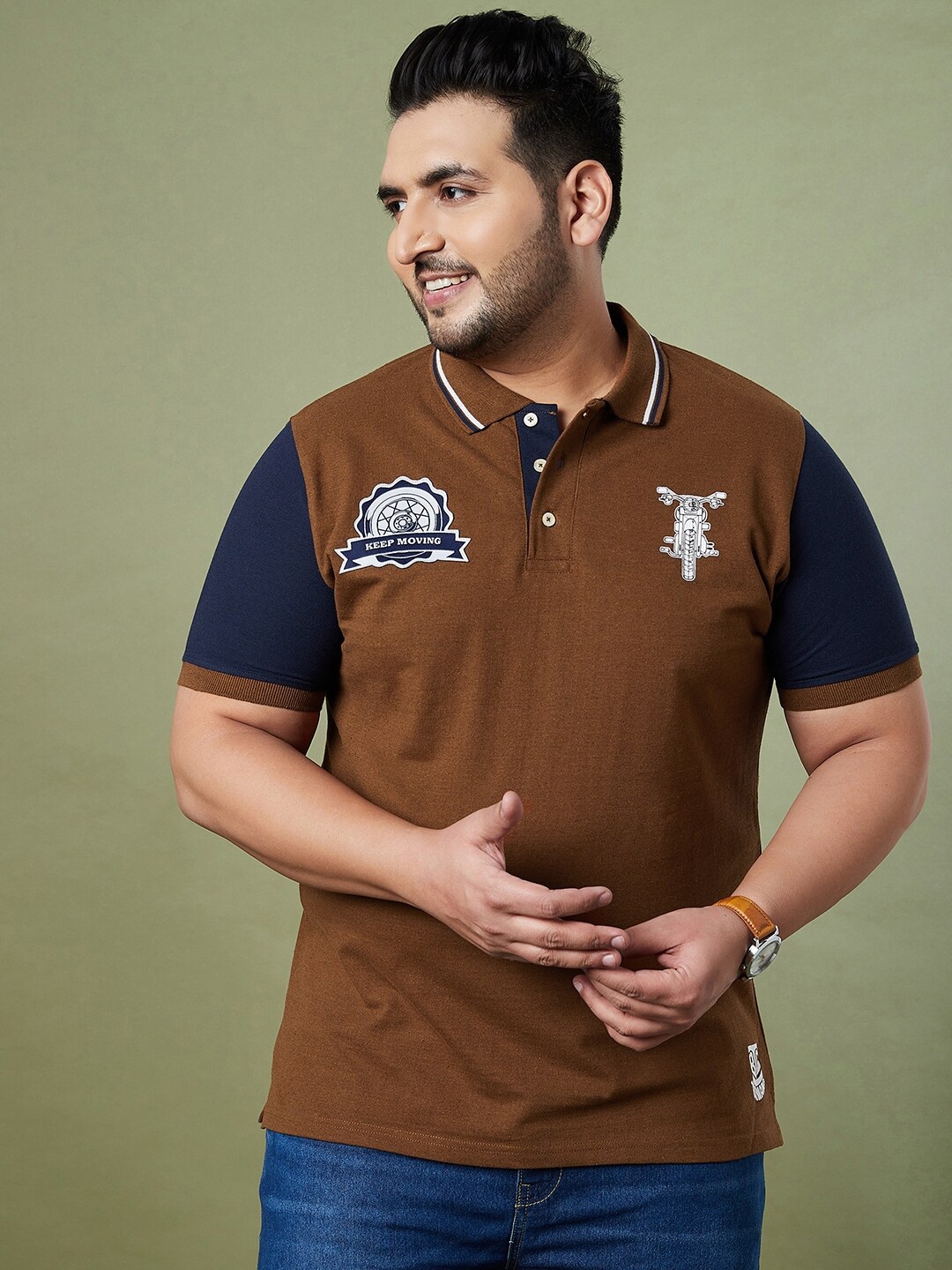 bigbanana Men Plus Size Brown & Navy Blue Colourblocked Polo Collar Pure Cotton T-shirt
bigbanana Men Plus Size Brown & Navy Blue Colourblocked Polo Collar Pure Cotton T-shirt