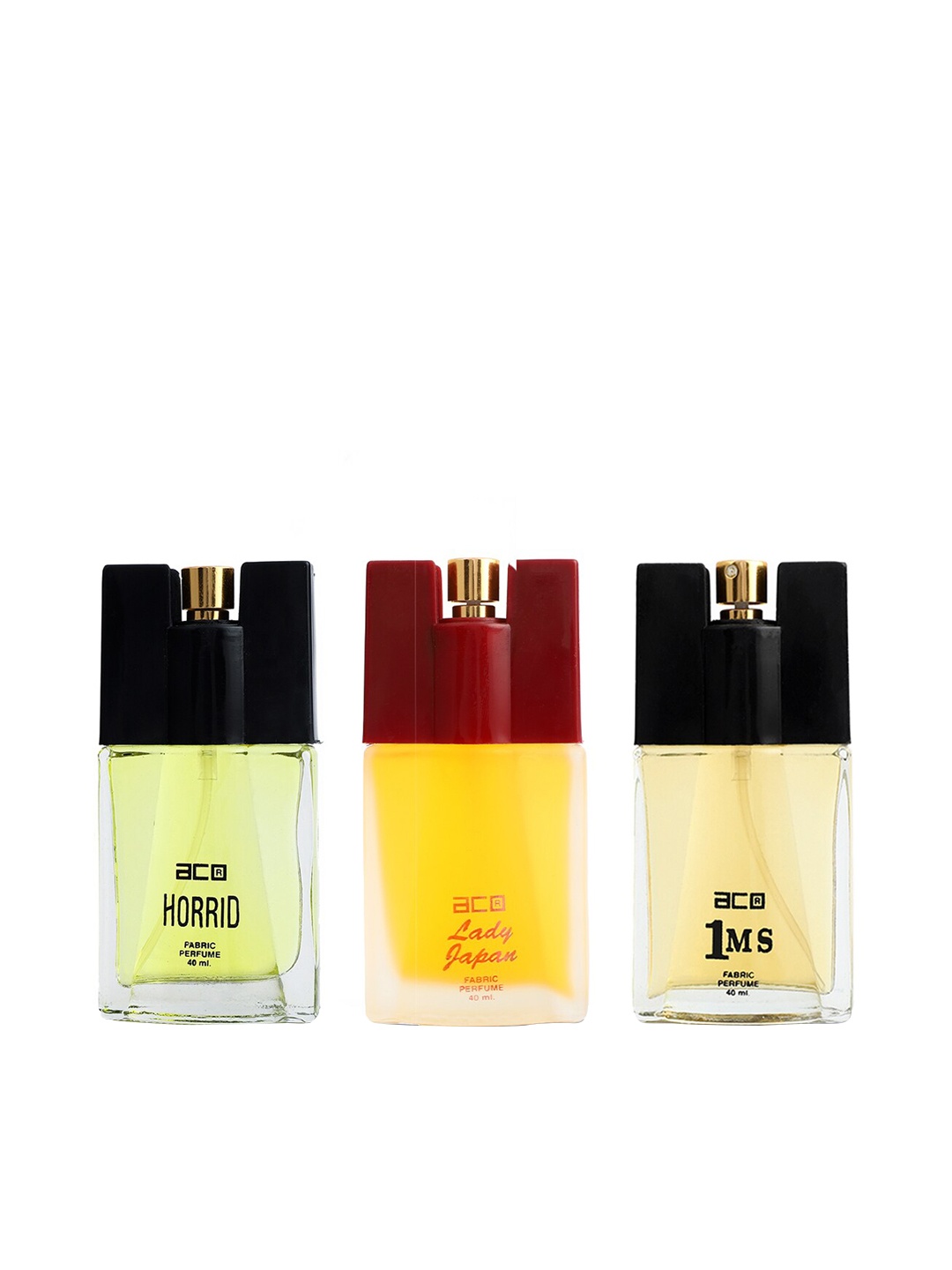 aco PERFUMES Set Of 3 Lady Japan, Horrid & 1MS Fresh Fragrance Perfume Spray-40 ml Each, Gold
aco PERFUMES Set Of 3 Lady Japan, Horrid & 1MS Fresh Fragrance Perfume Spray-40 ml Each, Gold