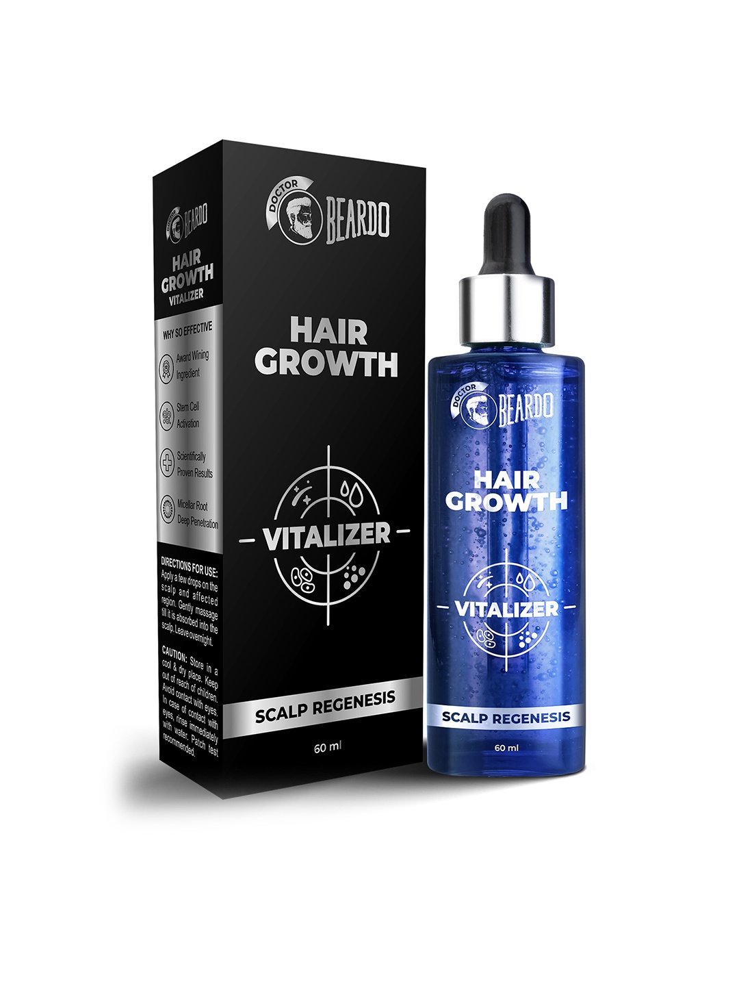 BEARDO Men Non-Sticky Hair Growth Vitalizer with Redensyl & Caffeine - 60ml, Navy blue
BEARDO Men Non-Sticky Hair Growth Vitalizer with Redensyl & Caffeine - 60ml, Navy blue