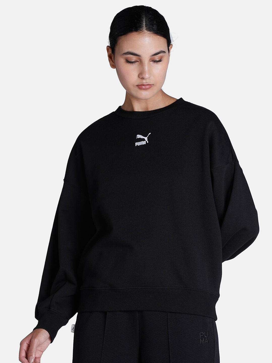 Puma Women Black Cotton Sweatshirt