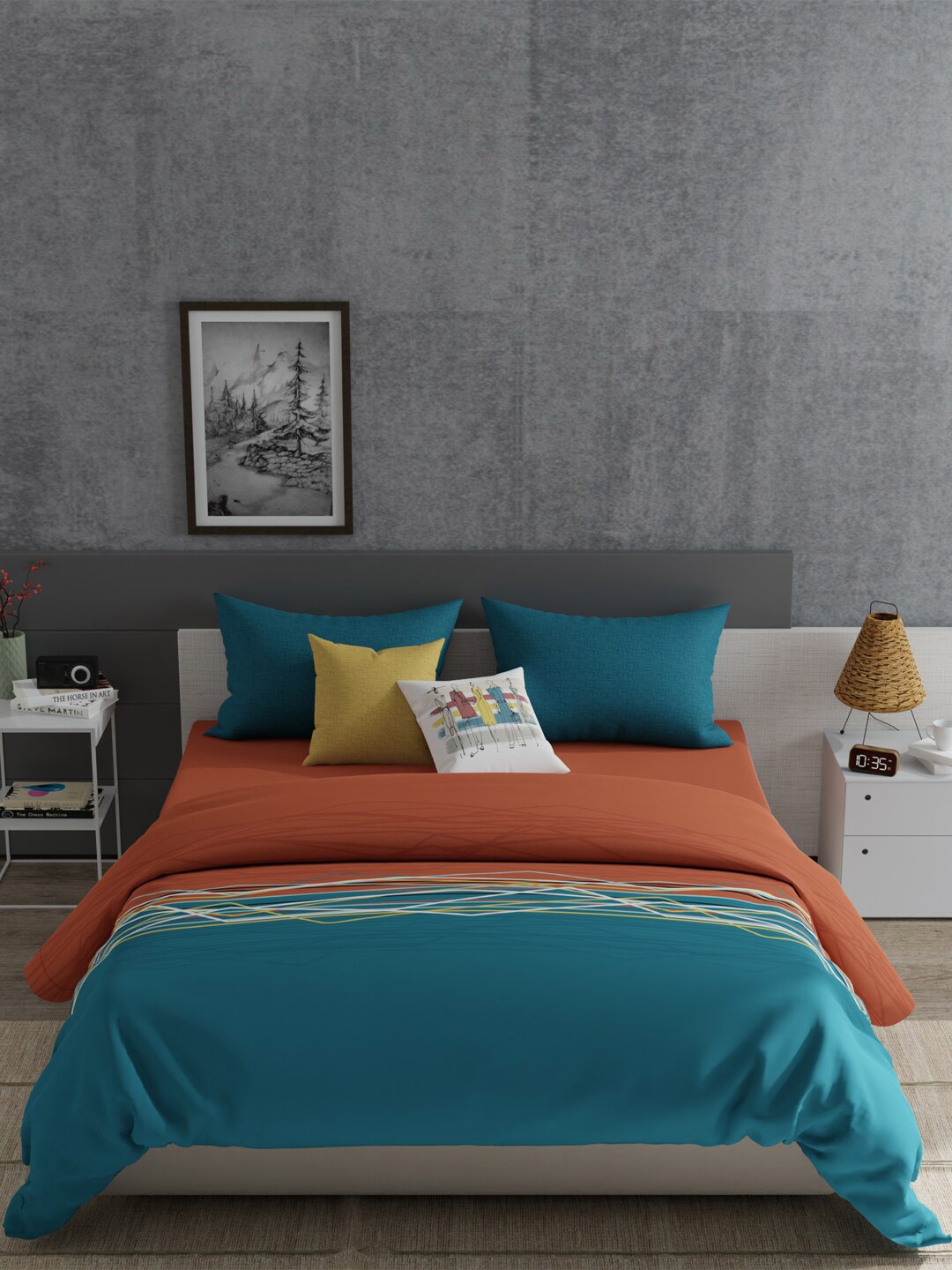 MYTRIDENT Blue Brown Geometric 150 TC Cotton King Bedsheet with 2 Pillow Covers
MYTRIDENT Blue Brown Geometric 150 TC Cotton King Bedsheet with 2 Pillow Covers