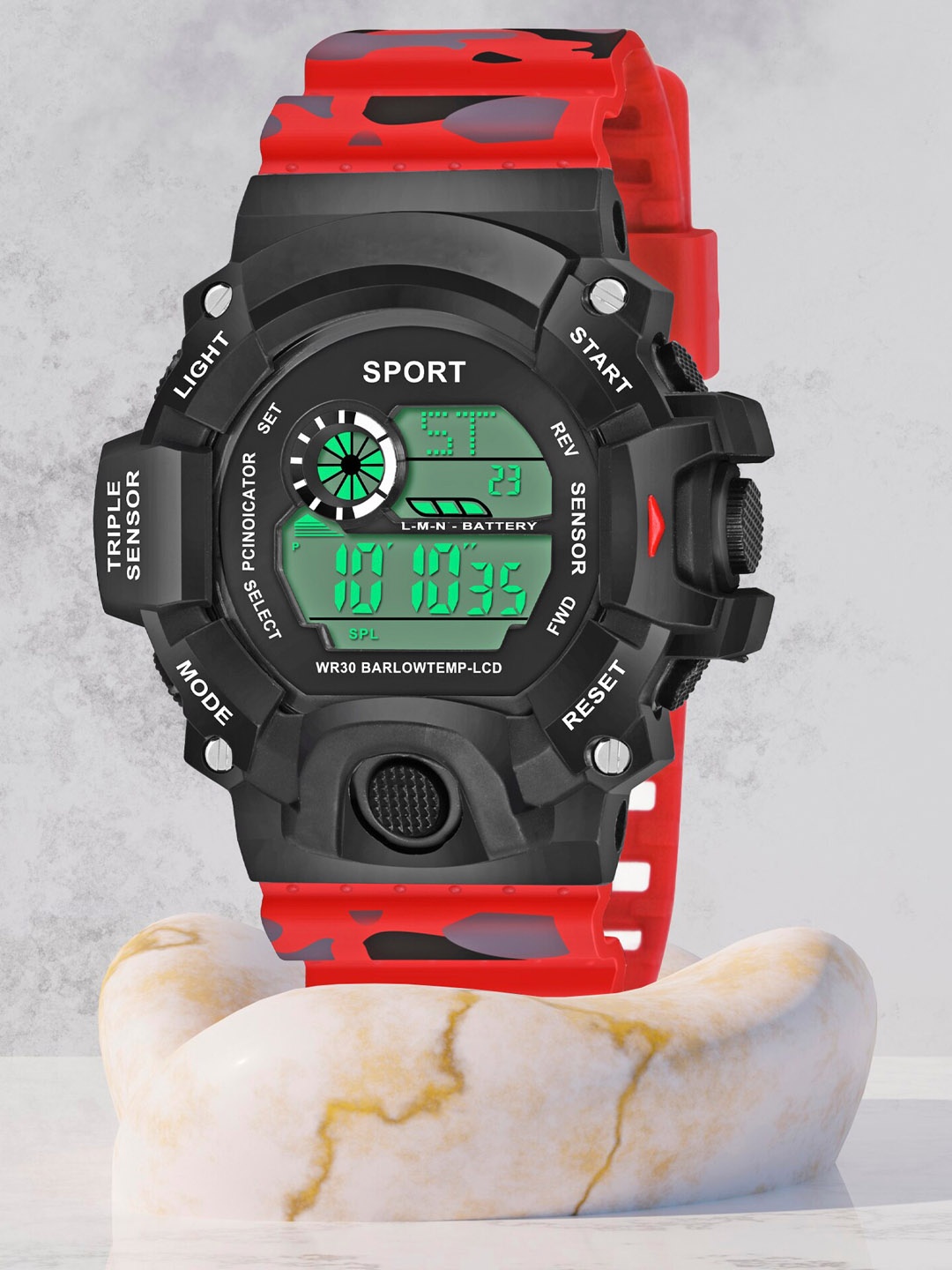 Shocknshop Men Black Dial & Black Textured Straps Digital Multi Function Watch, Red
Shocknshop Men Black Dial & Black Textured Straps Digital Multi Function Watch, Red