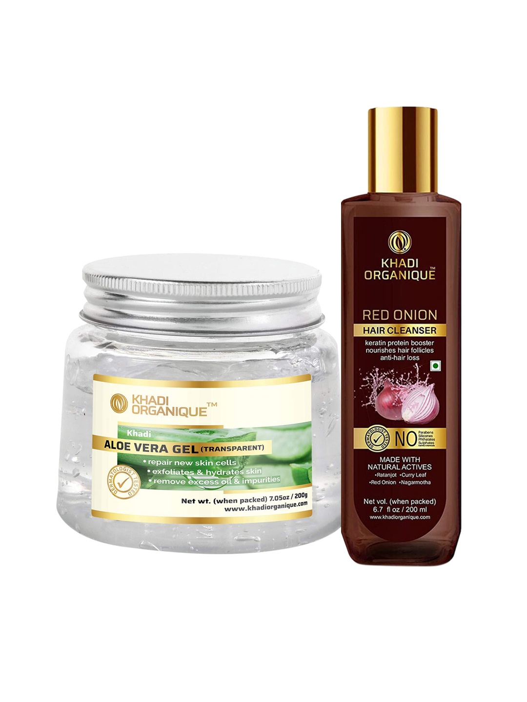 Khadi Organique Pack Of 2 Aloe Vera Gel & Red Onion Hair Shampoo 400 Gm, Transparent
Khadi Organique Pack Of 2 Aloe Vera Gel & Red Onion Hair Shampoo 400 Gm, Transparent