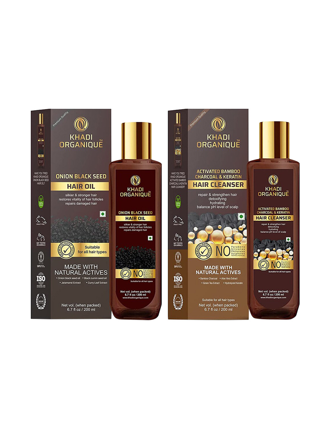 Khadi Organique Pack Of 2 Charcoal Keratin Shampoo & Onion Black Seed Hair Oil 400 ml, Transparent
Khadi Organique Pack Of 2 Charcoal Keratin Shampoo & Onion Black Seed Hair Oil 400 ml, Transparent