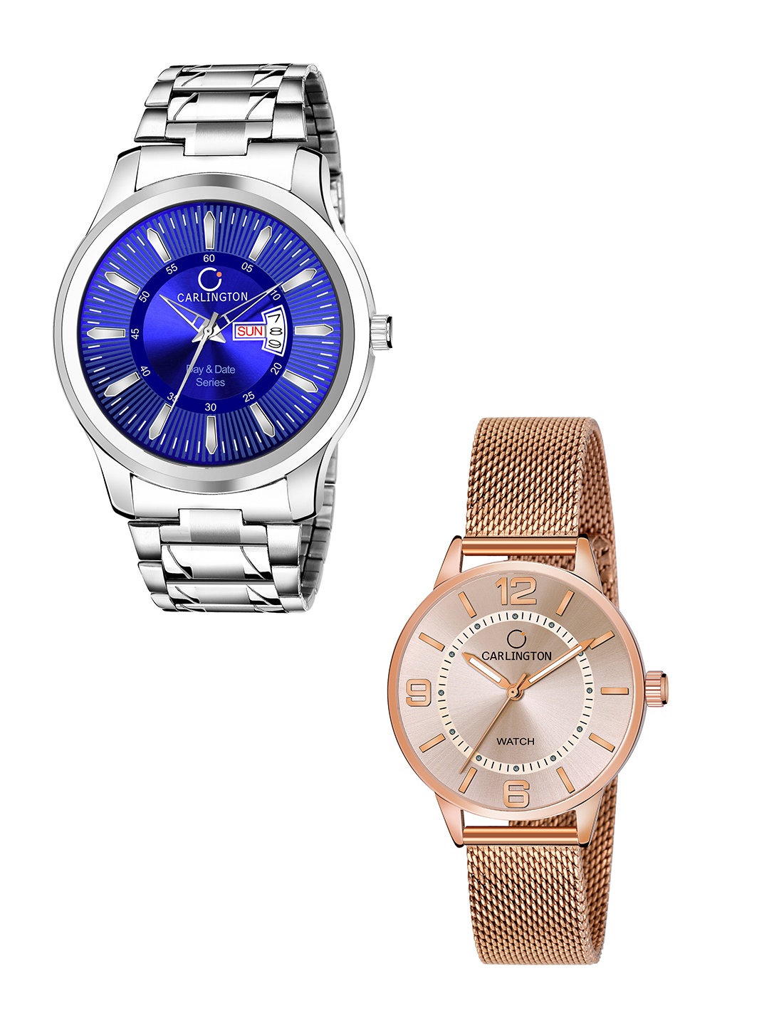CARLINGTON Set of 2 Unisex Stainless Steel Bracelet Style Straps Analogue Watch, Blue
CARLINGTON Set of 2 Unisex Stainless Steel Bracelet Style Straps Analogue Watch, Blue