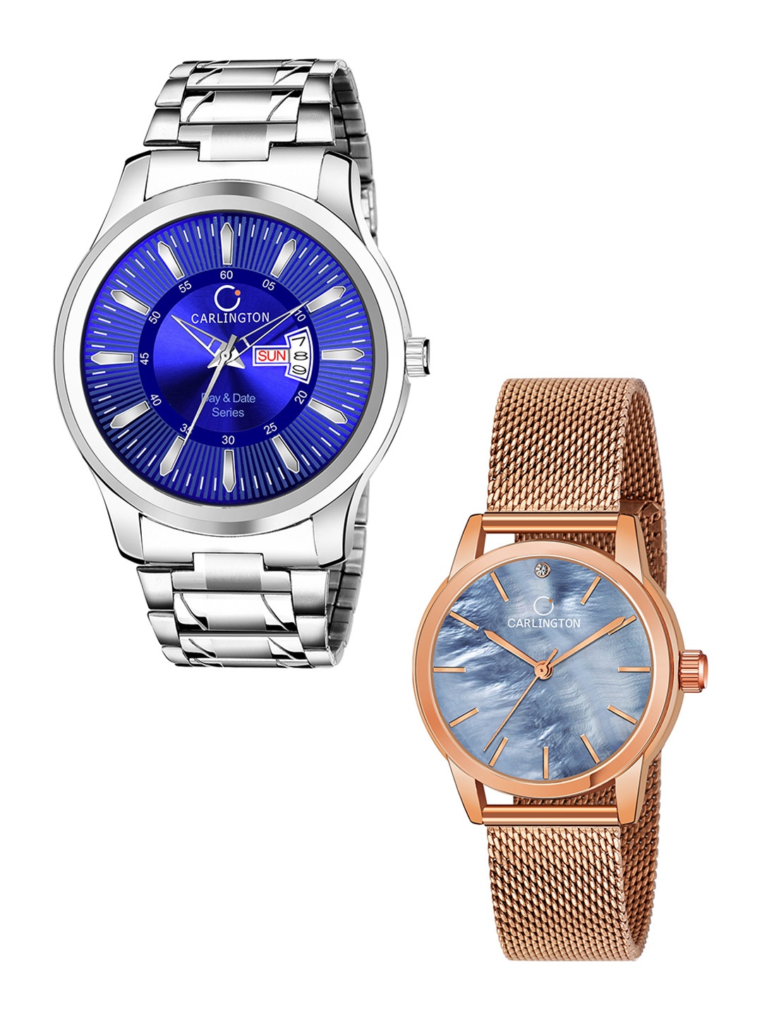 CARLINGTON Set of 2 Unisex Stainless Steel Bracelet Style Straps Analogue Watch, Blue
CARLINGTON Set of 2 Unisex Stainless Steel Bracelet Style Straps Analogue Watch, Blue