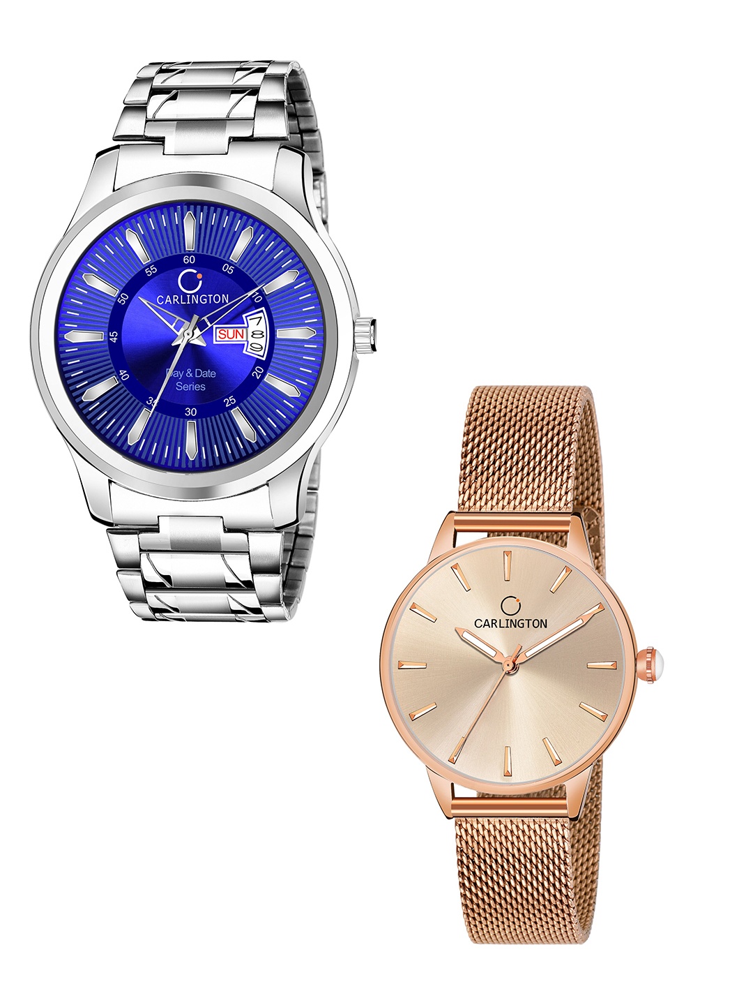 CARLINGTON Set of 2 Unisex Stainless Steel Bracelet Style Straps Analogue Watch, Blue
CARLINGTON Set of 2 Unisex Stainless Steel Bracelet Style Straps Analogue Watch, Blue