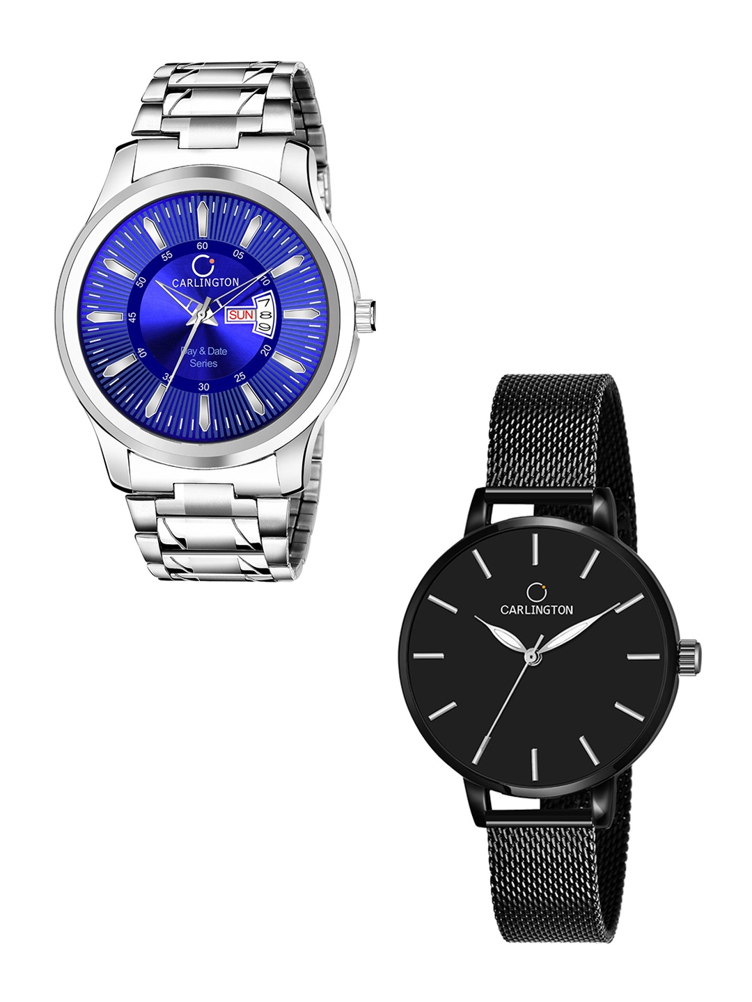 CARLINGTON Set of 2 Unisex Stainless Steel Bracelet Style Straps Analogue Watch, Blue
CARLINGTON Set of 2 Unisex Stainless Steel Bracelet Style Straps Analogue Watch, Blue