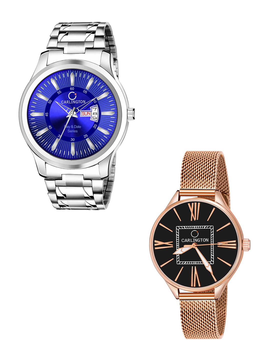 CARLINGTON Set of 2 Unisex Stainless Steel Bracelet Style Straps Analogue Watch, Blue
CARLINGTON Set of 2 Unisex Stainless Steel Bracelet Style Straps Analogue Watch, Blue