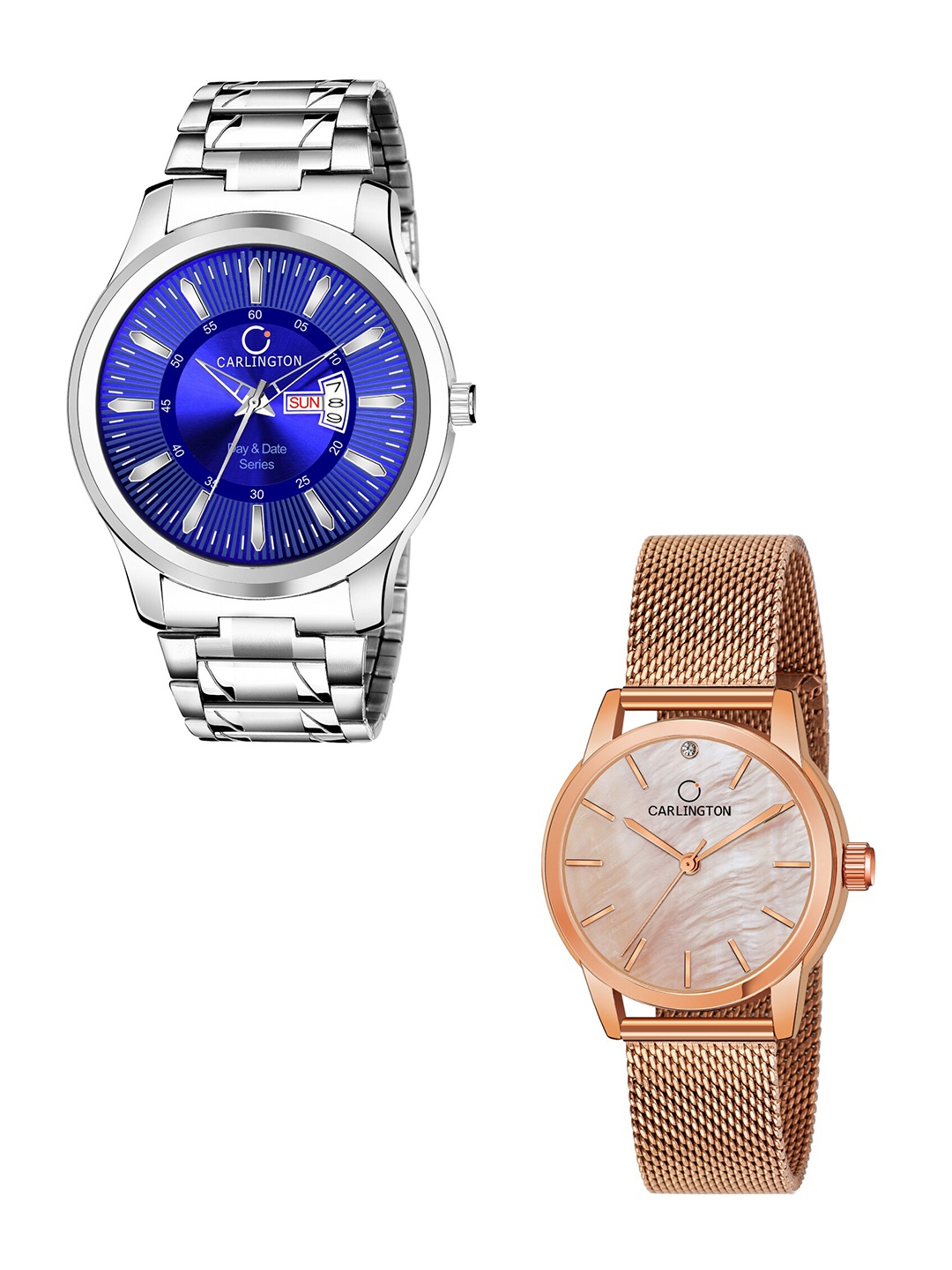CARLINGTON Set of 2 Unisex Stainless Steel Bracelet Style Straps Analogue Watch, Blue
CARLINGTON Set of 2 Unisex Stainless Steel Bracelet Style Straps Analogue Watch, Blue