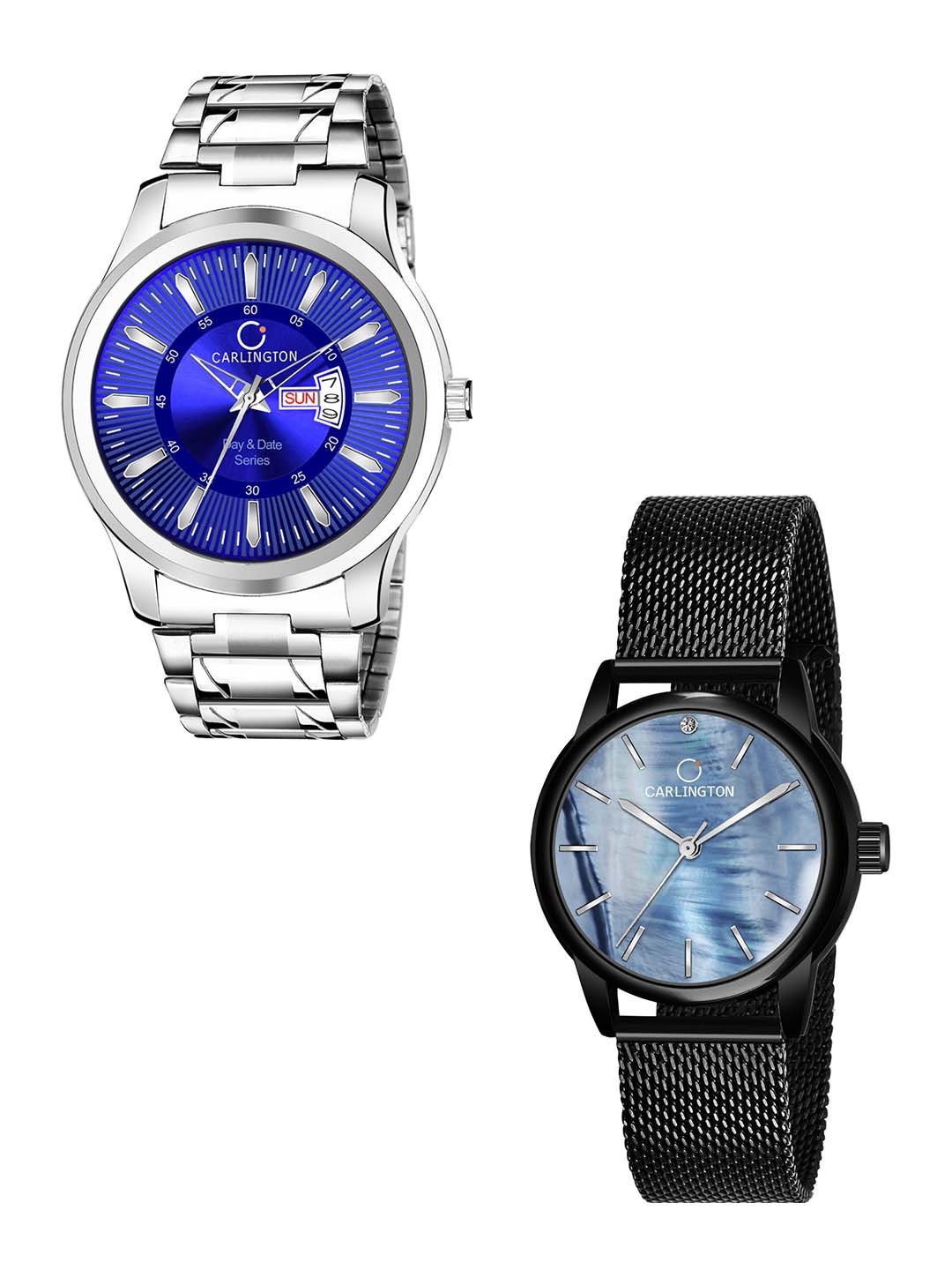 CARLINGTON Set of 2 Unisex Stainless Steel Bracelet Style Straps Analogue Watch, Blue
CARLINGTON Set of 2 Unisex Stainless Steel Bracelet Style Straps Analogue Watch, Blue