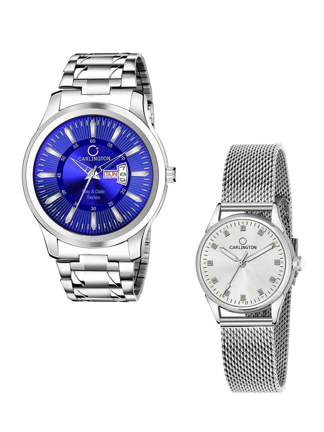 CARLINGTON Set of 2 Unisex Stainless Steel Bracelet Style Straps Analogue Watch, Blue
CARLINGTON Set of 2 Unisex Stainless Steel Bracelet Style Straps Analogue Watch, Blue