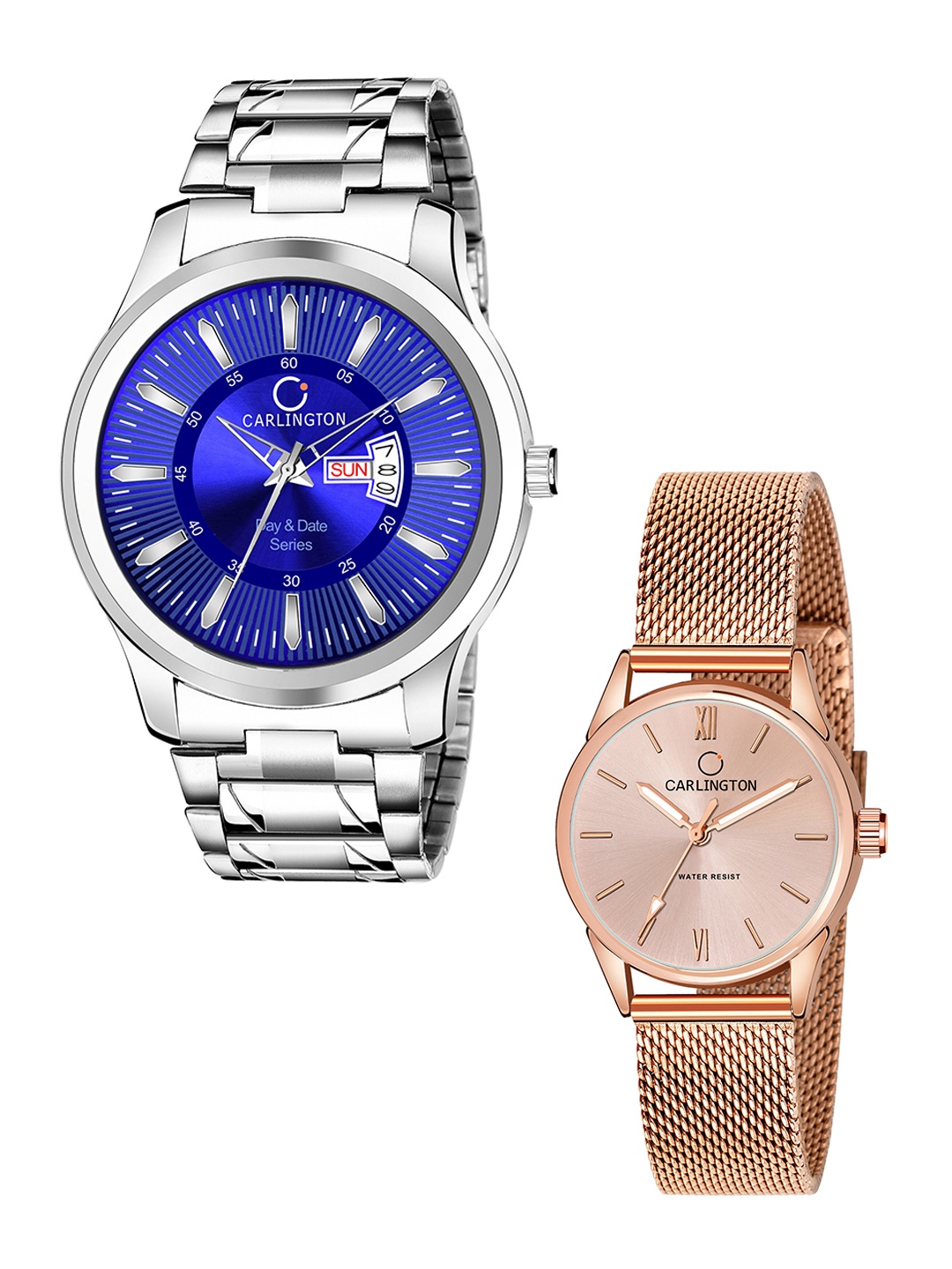 CARLINGTON Set of 2 Unisex Stainless Steel Bracelet Style Straps Analogue Watch, Blue
CARLINGTON Set of 2 Unisex Stainless Steel Bracelet Style Straps Analogue Watch, Blue