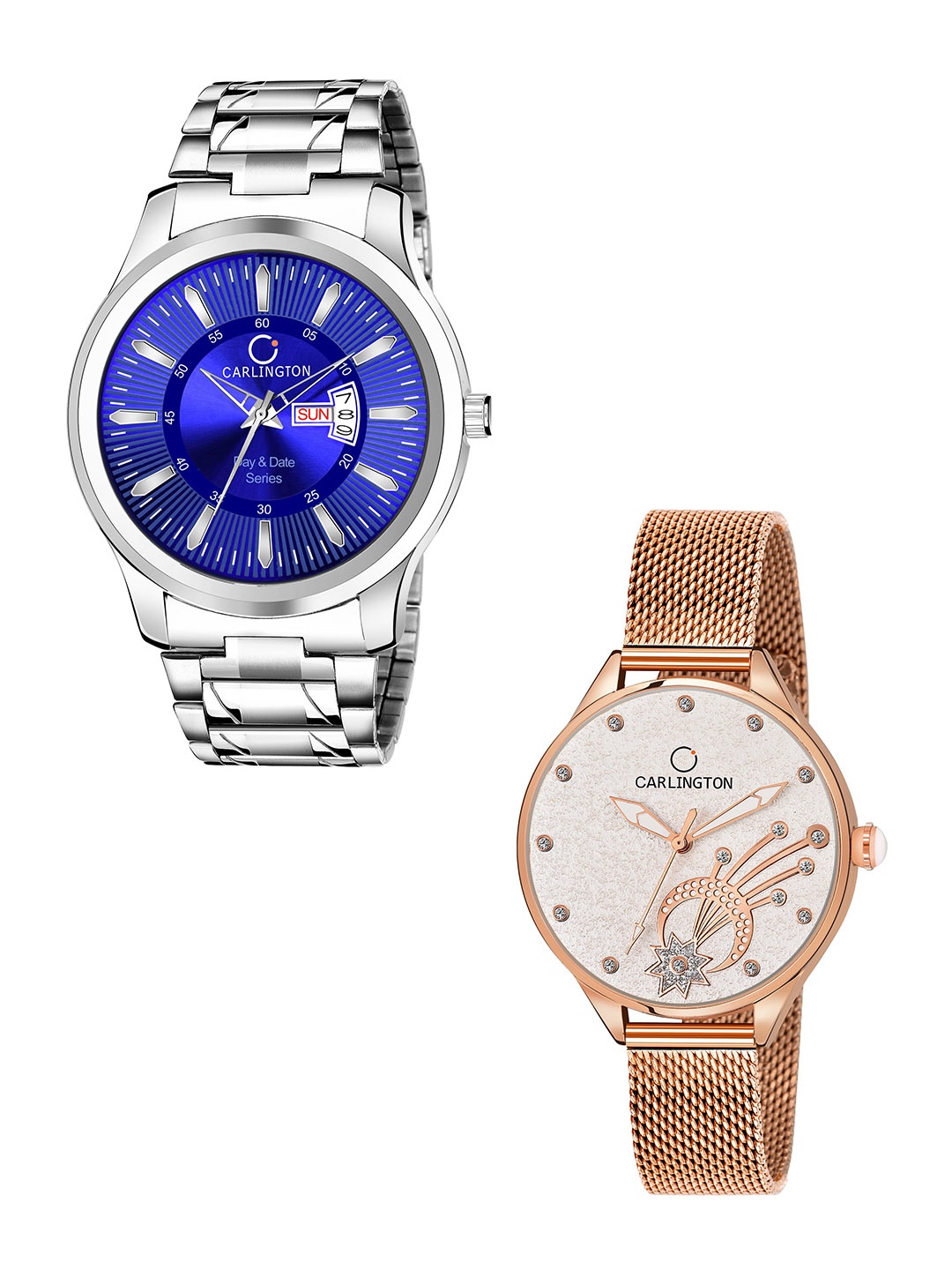 CARLINGTON Set of 2 Unisex Stainless Steel Bracelet Style Straps Analogue Watch, Blue
CARLINGTON Set of 2 Unisex Stainless Steel Bracelet Style Straps Analogue Watch, Blue