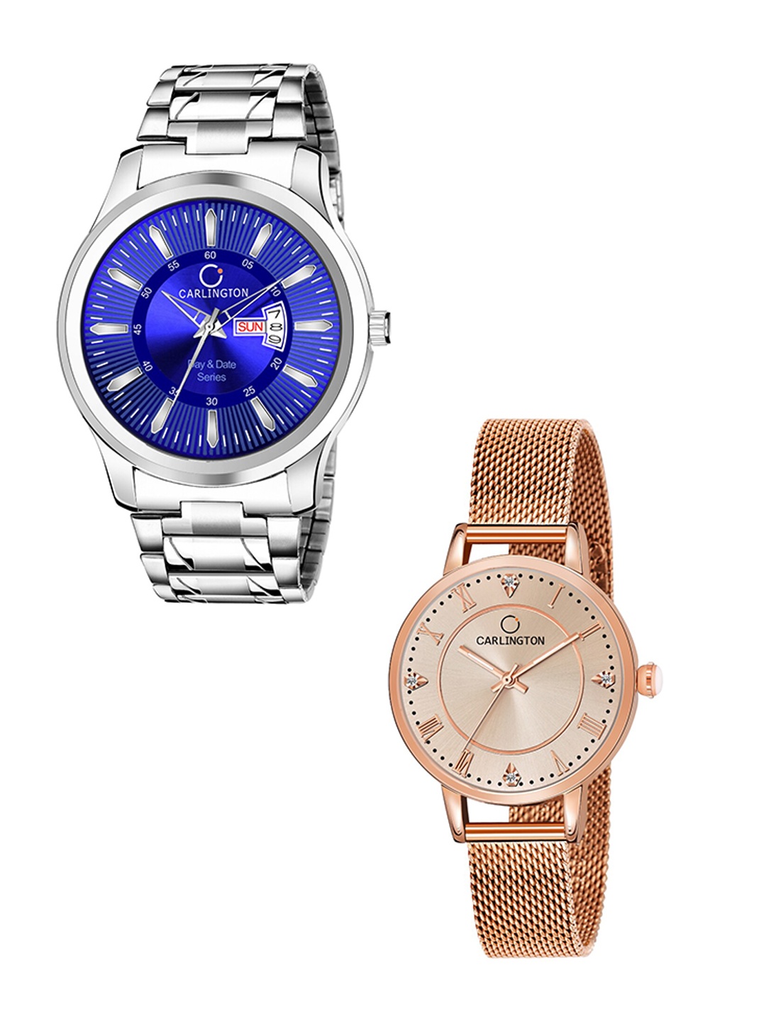 CARLINGTON Unisex Round Dial & Stainless Steel His and Her Watches Analogue Watch CT2013, Blue
CARLINGTON Unisex Round Dial & Stainless Steel His and Her Watches Analogue Watch CT2013, Blue
